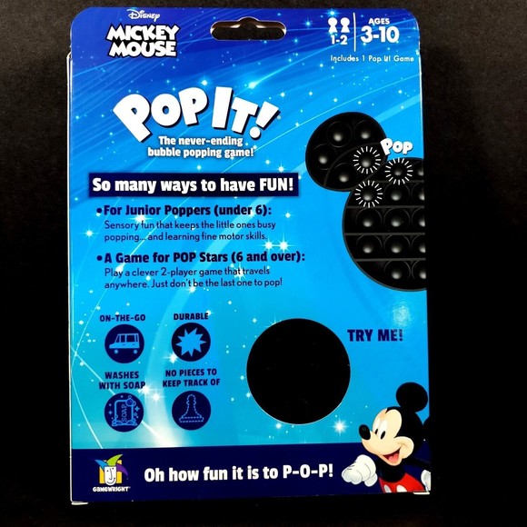 New in Package Disney Mickey Mouse Pop It! Bubble Popping Sensory Game - Picture 2 of 5